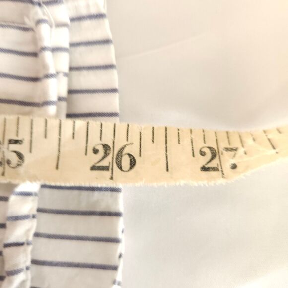 Chico's 1 Womens 8 White Gray Striped Roll-Tab Sleeve Button Down Shirt Blouse - Picture 6 of 6